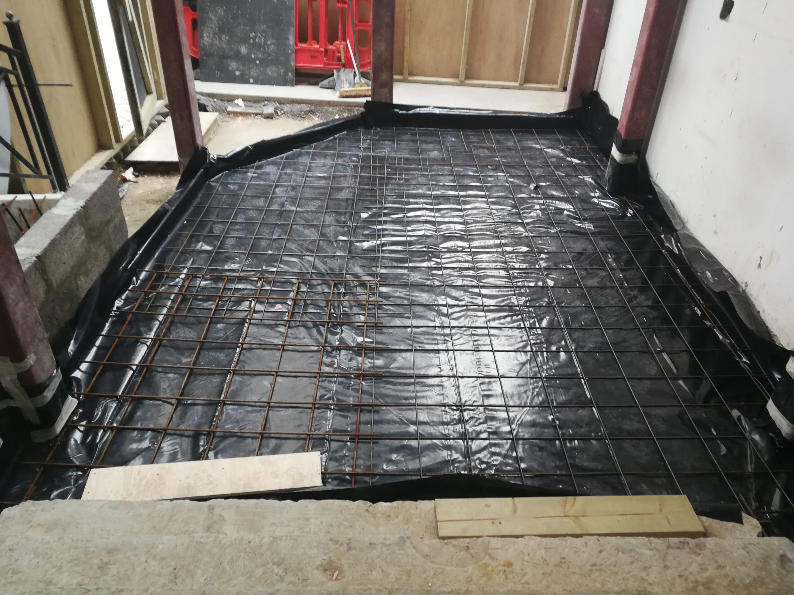 36–38 Queensway – vapour control layer and insulation installed before concrete screed