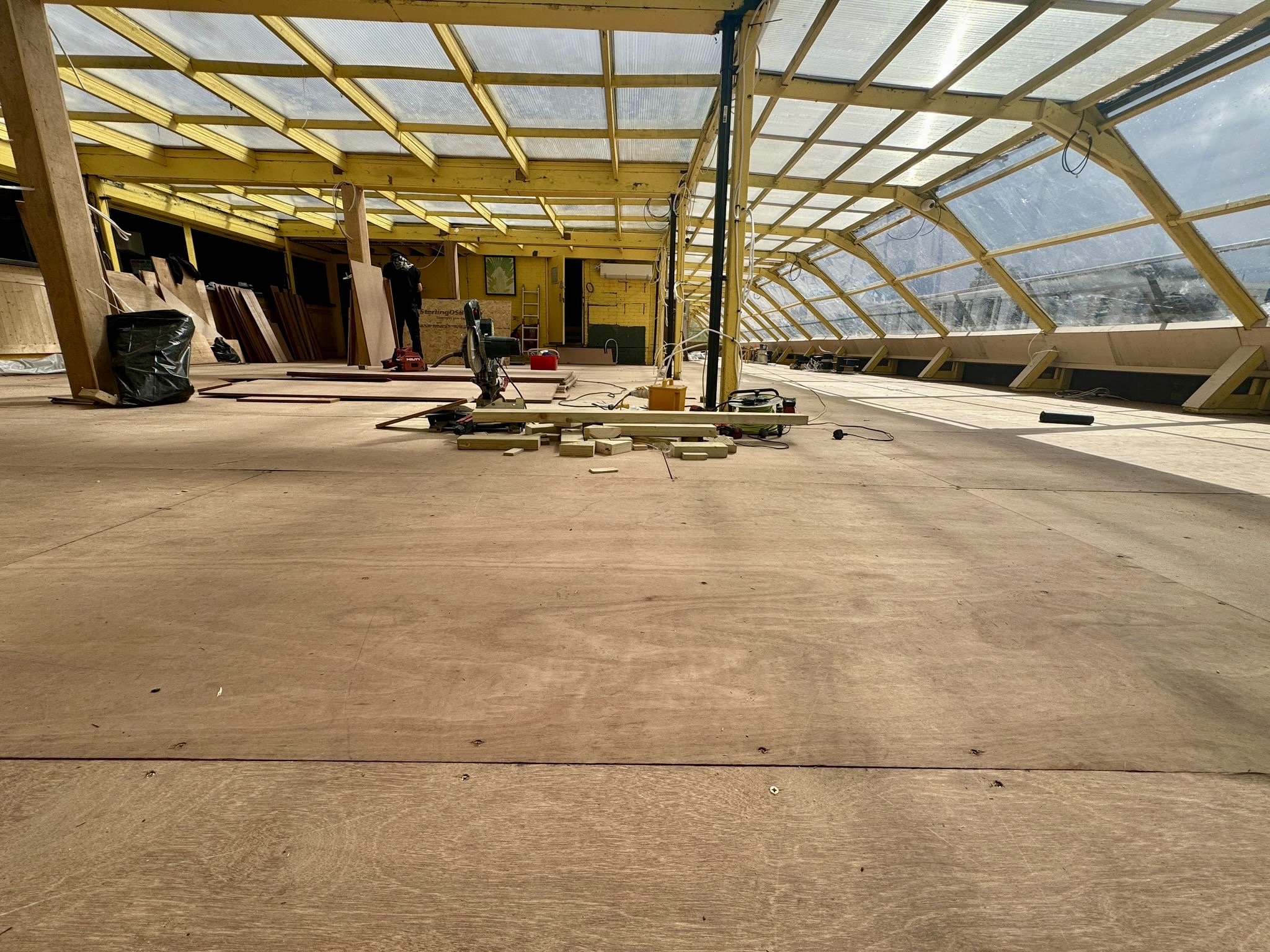 New diagonal timber decking installed at Circe’s rooftop bar