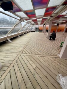 Circe’s rooftop bar refurbishment in progress with new decking installation